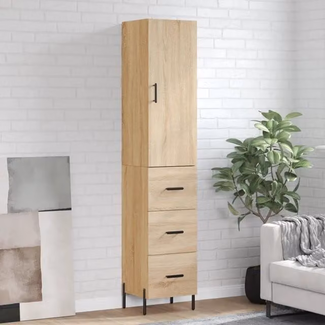 Credenza Buffet Armadio da Cucina Design Mania in Legno Rovere Sonoma Marrone L: 34,5 cm, P: 34 cm, H: 180 cm – 1