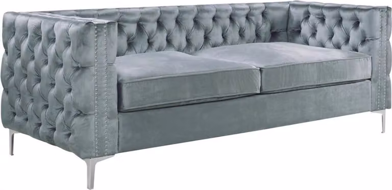 Graue chesterfield couch luxus samt stoff couchen sofa set knöpfe polster
