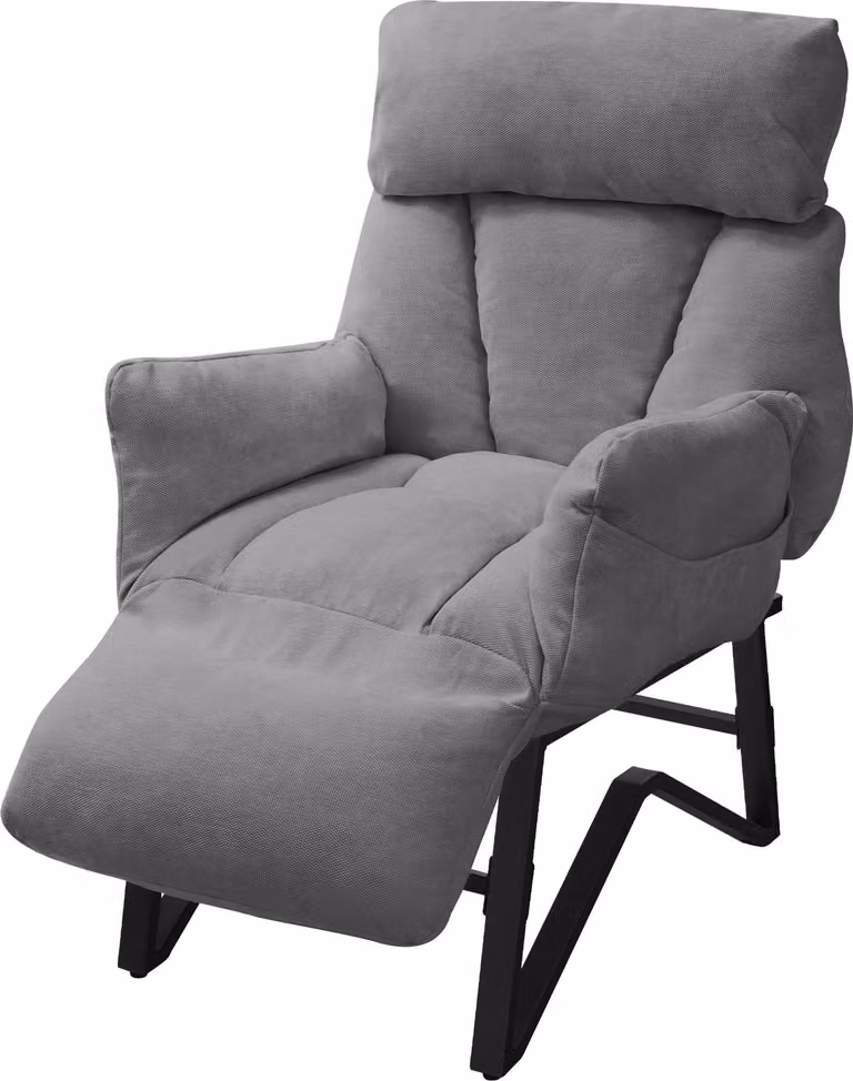 Poltrona reclinabile ML-Design, poltrona relax per il soggiorno, poltrona TV con schienale, braccioli e poggiapiedi regolabili, poltrona da lettura, colore grigio