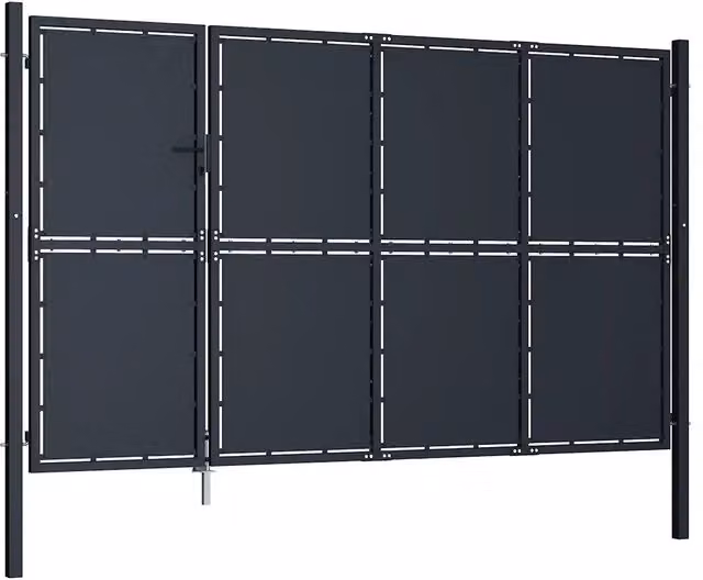 Cancello da giardino singolo a battente vidaXL in acciaio colore antracite L: 350 cm, H: 175 cm