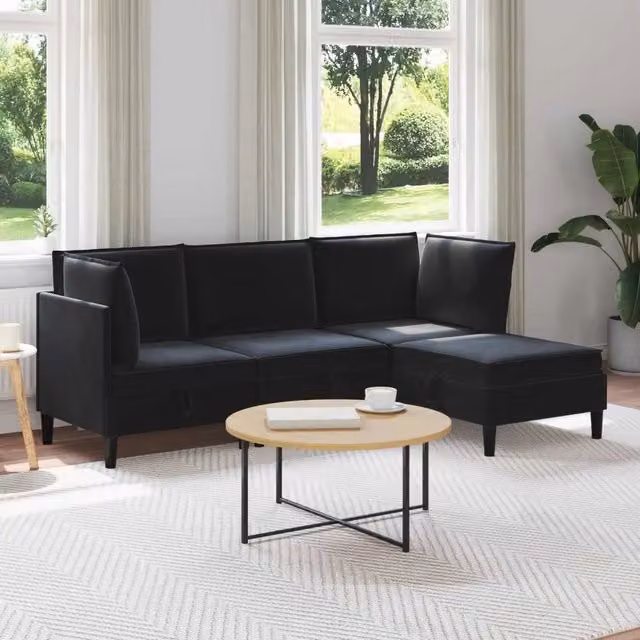 Set di mobili per il soggiorno 4 pz Nero Velluto 3413755