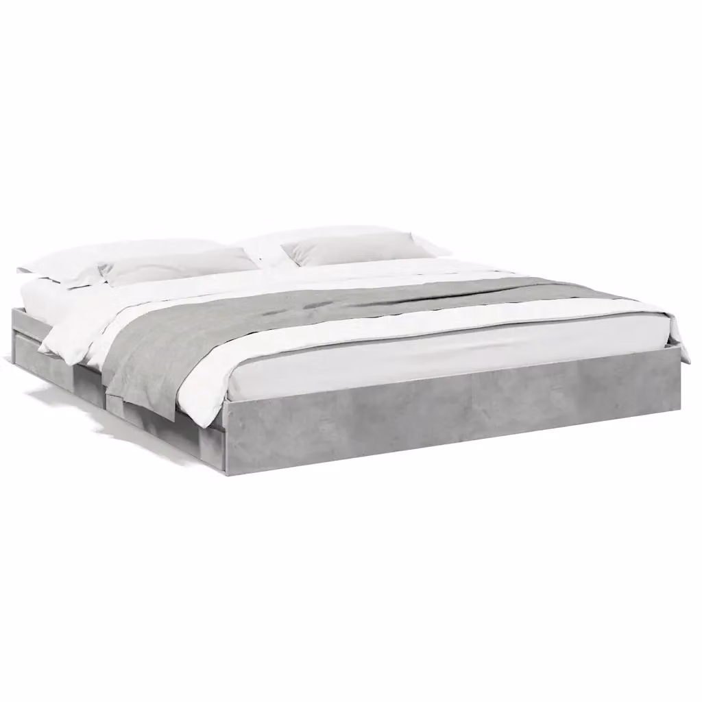 vidaXL Giroletto con Cassetti in Legno Multistrato Grigio 180 x 200 cm – 2