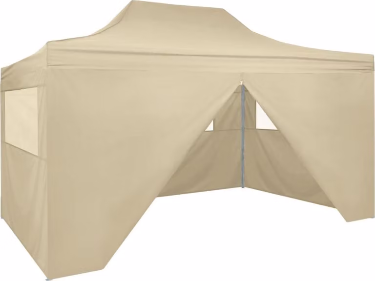 The Living Store Tenda pop-up pieghevole con 4 pannelli laterali 3 x 4,5 m bianco crema