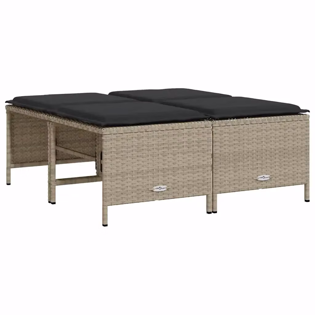 Set di 4 sgabelli da giardino vidaXL in polyrattan grigio con cuscini inclusi – 2