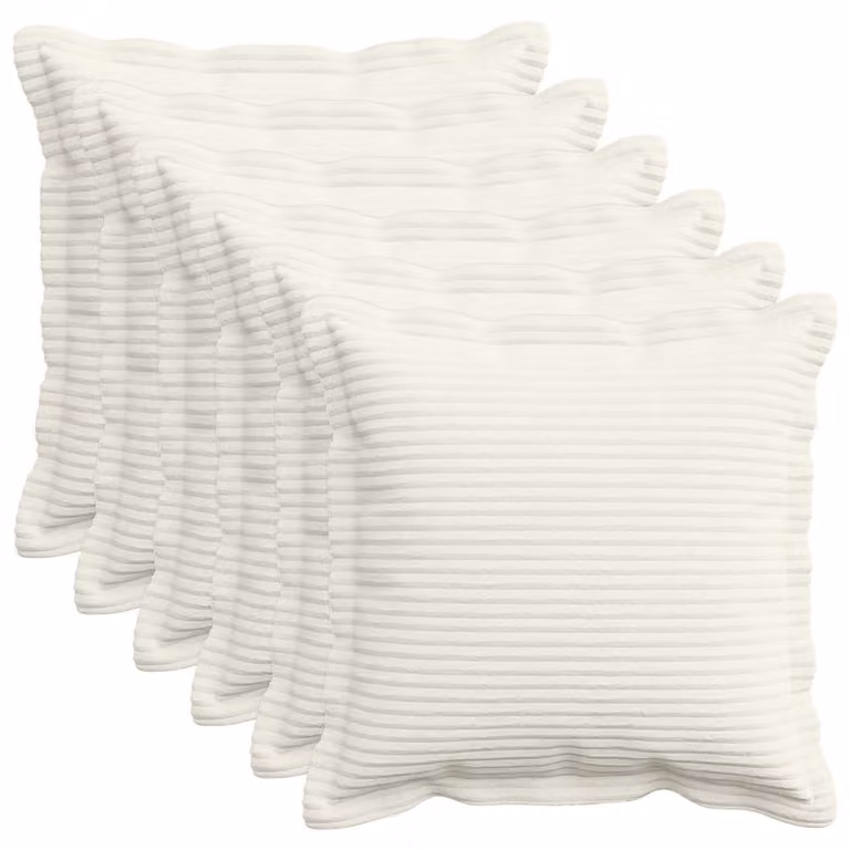 Set di 6 federe vidaXL HOUTEN in velluto a coste, colore crema, 45 x 45 cm
