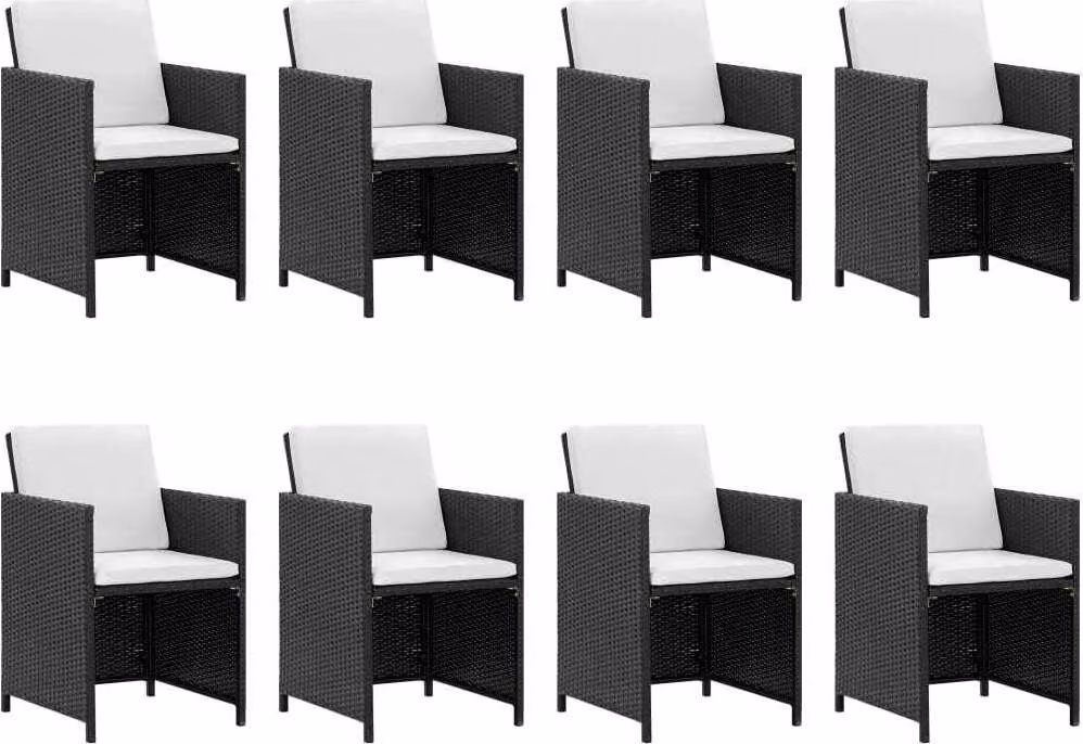 Set da Pranzo da Giardino 13 pz con Cuscini in Polyrattan Nero