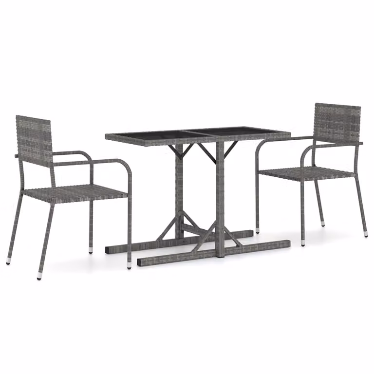 Set Mobili da Pranzo per Giardino 3 pz Grigio