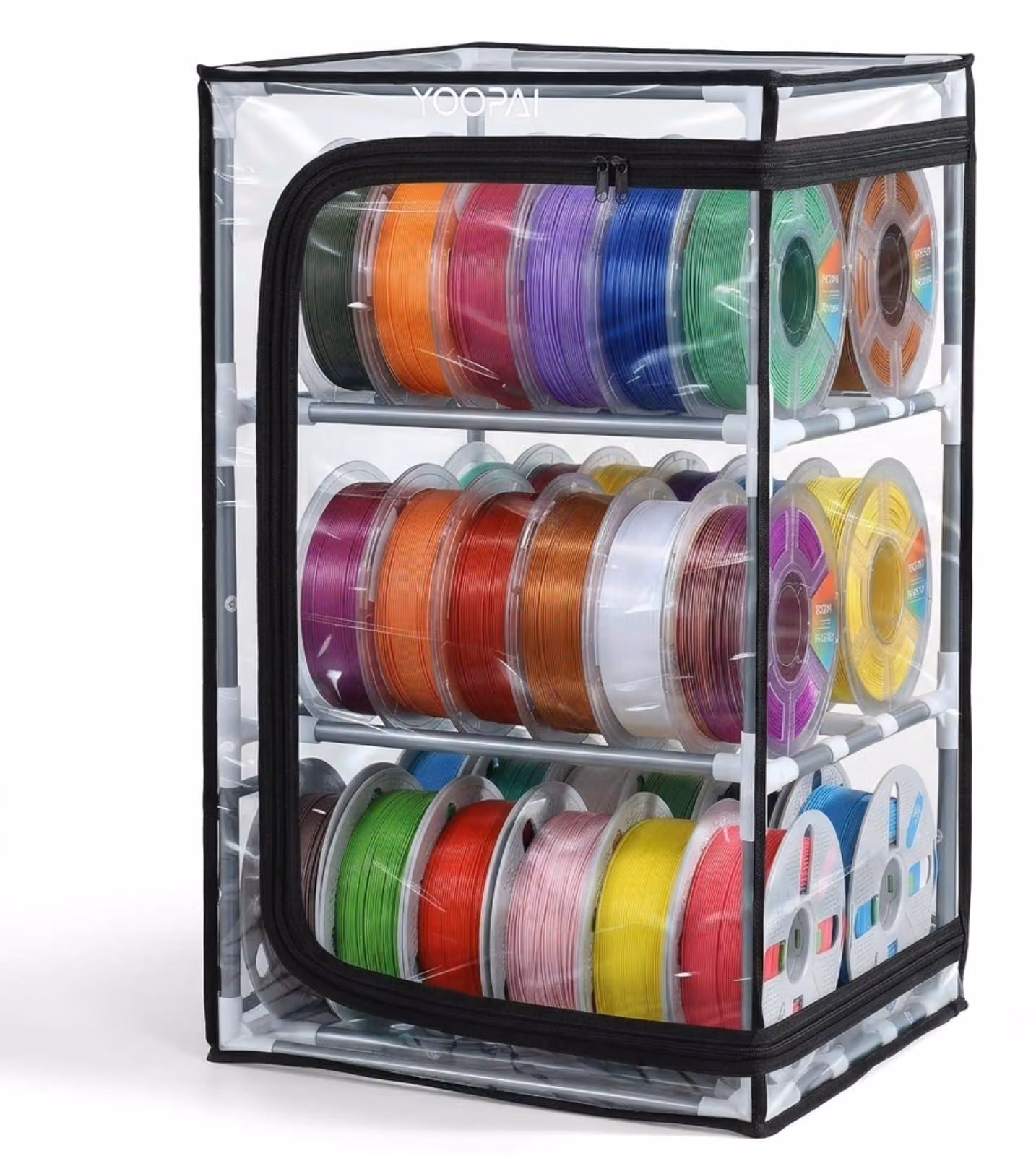 Contenitore per filamenti 3 piani - Capacità: 30 bobine - Coperchio antipolvere trasparente - Ideale per filamenti di stampanti 3D - Organizzatore - Per uso domestico e in laboratorio