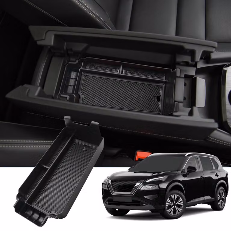 Contenitore portaoggetti per la console centrale, compatibile con Nissan X-Trail T33, quarta generazione, dal 2022 al 2026, realizzato in ABS, colore nero