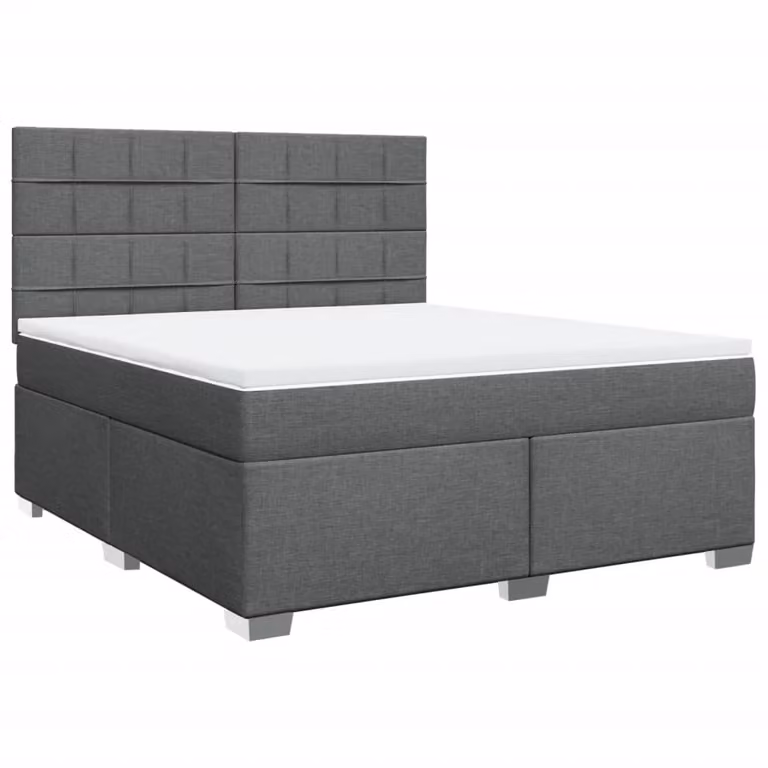 Giroletto a Molle con Materasso Grigio Scuro 180x200 cm Tessuto