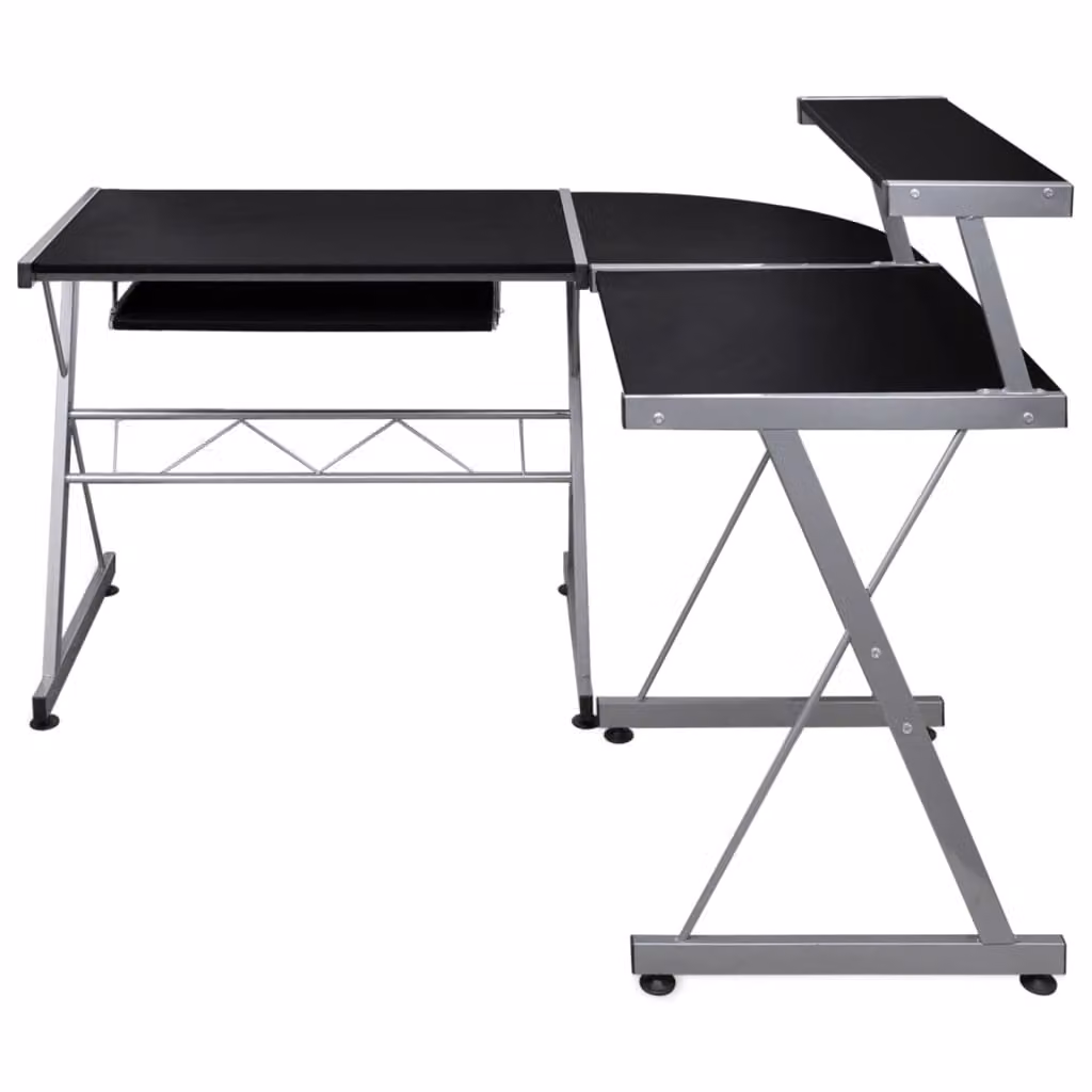 Scrivania angolare per computer nera 132x112x99 cm in materiale ligneo