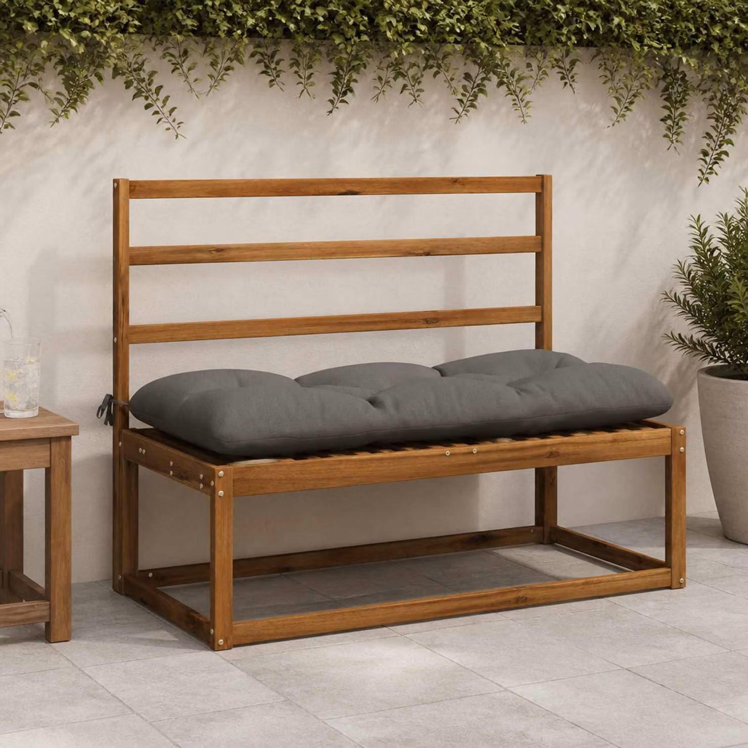 Cuscino per panchina vidaXL VIANEN in poliestere grigio con rivestimento lavabile e resistente ai raggi UV