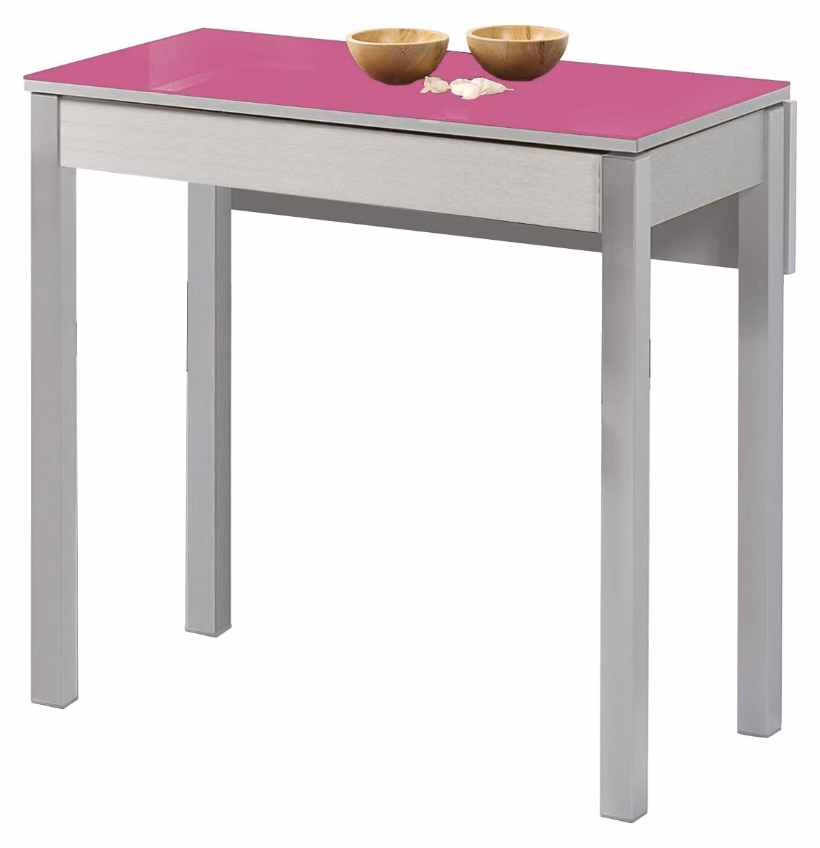 Tavolo da cucina estensibile, vetro, color fucsia, 90x50 cm