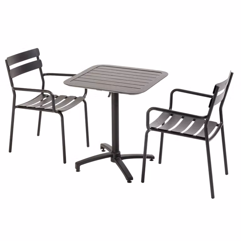 Tavolo reclinabile 70 x 70 cm e 2 sedie nero - Oviala Almada