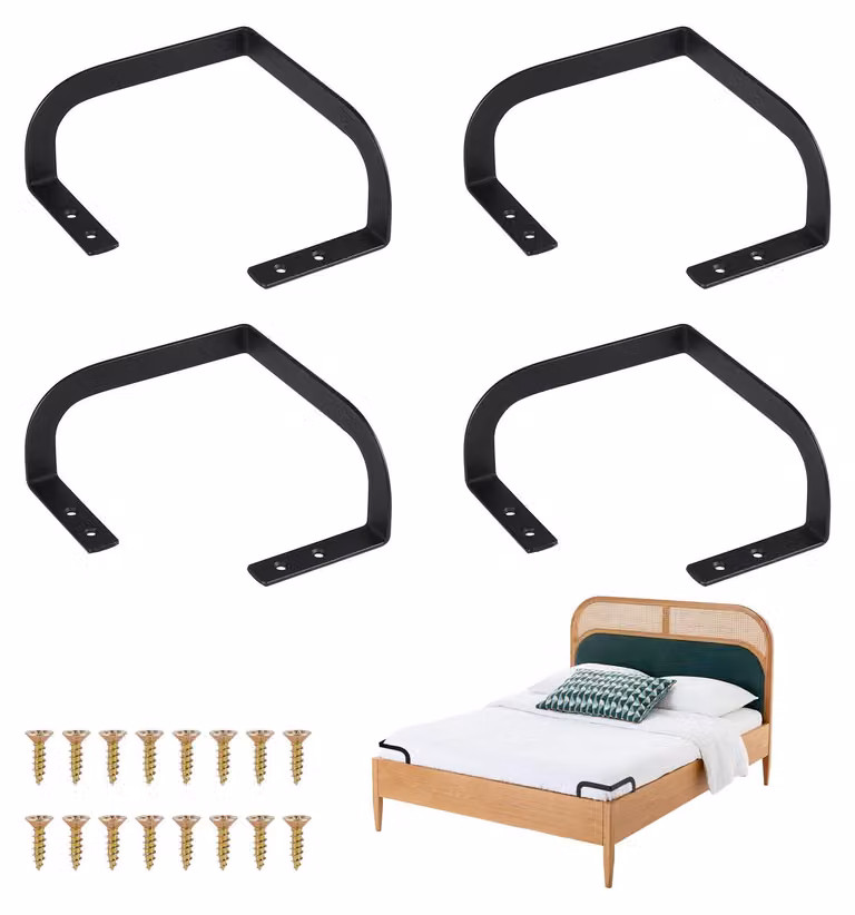 4 supporti per materasso da 7 cm, antiscivolo, in metallo nero, per angoli del letto