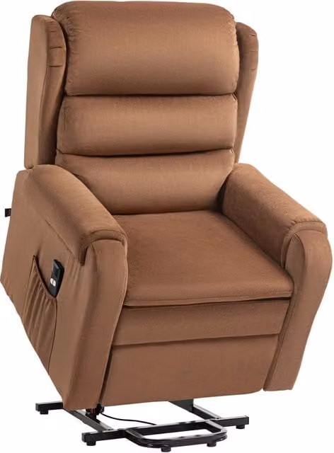 Poltrona Alzapersona Reclinabile a 160° con Poggiapiedi e Telecomando 85x88x109 cm in Velluto Marrone