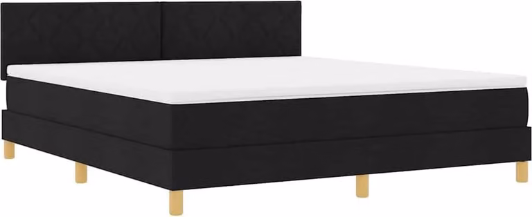 vidaXL LED letto a molle con materasso nero 180 x 200 cm tessuto