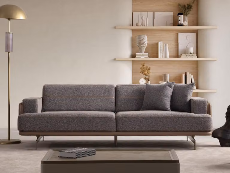 Grauer Dreisitzer Luxuriöse Wohnzimmer Couchen Designer 3-Sitzer Sofa