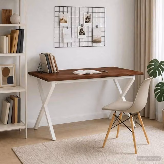 Tavolo da pranzo con bordo vivo 140 x 80 x 75 cm Marrone Scuro 3425091
