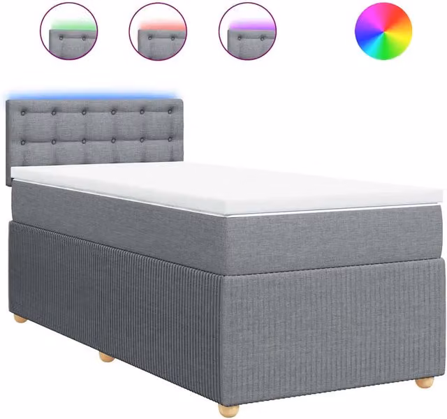 Letto singolo | Letto per adulti | Giroletto a Molle con Materasso Grigio Chiaro 80x200 cm Tessuto