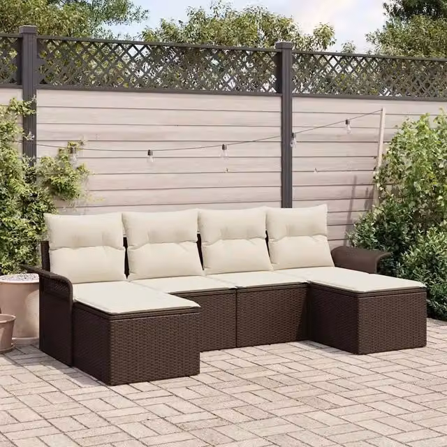 Set Divano da Giardino 6 pz Marrone polyrattan 3345468