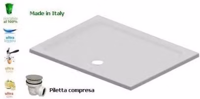 Piatto doccia rettangolare DOCCIABOX in resina bianca L: 120 cm, P: 76 cm, H: 3 cm