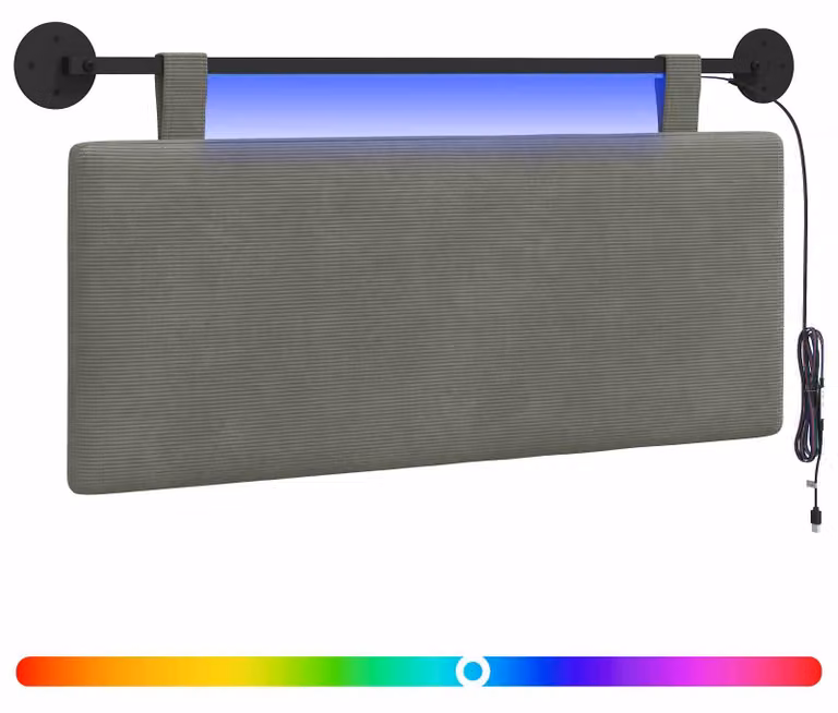 Testiera sospesa Con luce LED Grigio Chiaro Tessuto in Cords