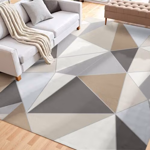 Tappeto VEVOR per Soggiorno e Camera da Letto, Lavabile e Antiscivolo, Design Moderno Geometrico in Faux Fur, Grigio Antracite, L: 152,4 cm x P: 213,4 cm