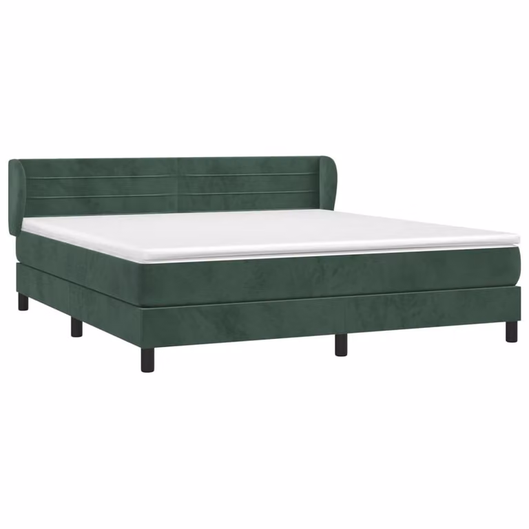 Giroletto a Molle con Materasso Verde Scuro 160x200 cm Velluto