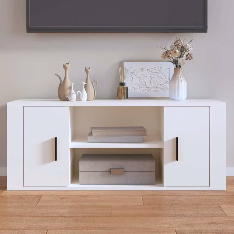 vidaXL Mobile Porta TV Moderno Bianco in Legno e MDF L: 100 cm, P: 35 cm, H: 40 cm