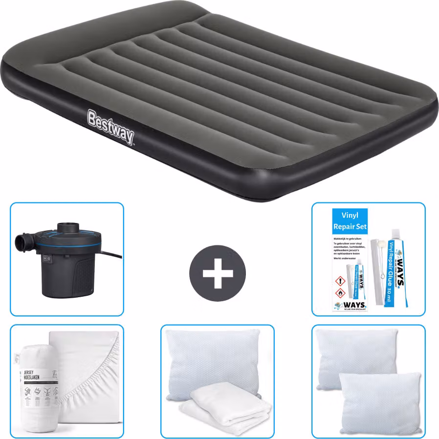 Materasso gonfiabile Bestway - Letto alla francese - 137 x 191 x 30 cm - Verde - Accessori inclusi
