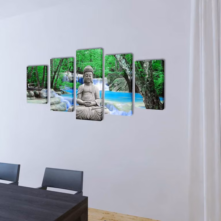 vidaXL 5 pz Set Stampa su Tela da Muro Buddha 200 x 100 cm