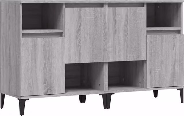 Set di 2 Credenze Madia Buffet da pranzo in Legno Multistrato Grigio L/P/H: 60 x 35 x 70 cm