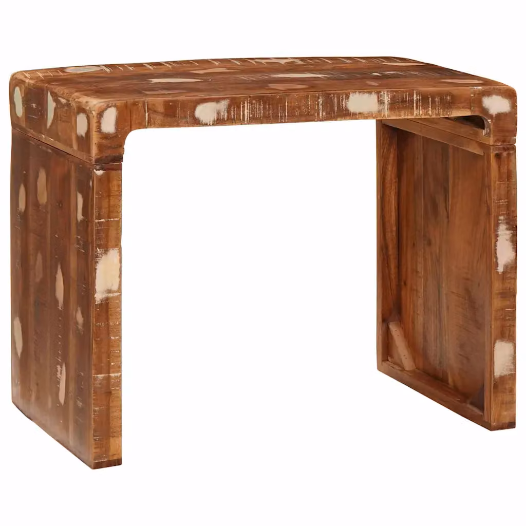Tavolino moderno vidaXL in legno massello recuperato, marrone multicolore, L: 60 cm, P: 35 cm, H: 46 cm