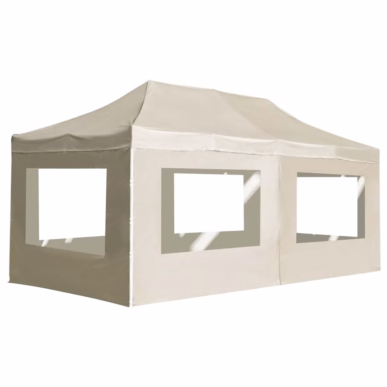 The Living Store Tenda professionale pieghevole per feste con pareti in alluminio 6×3 m crema