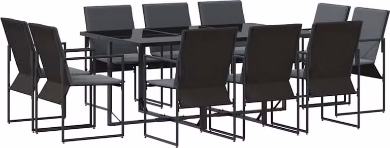 Set da Pranzo per Giardino 11 pcs Nero Acciaio