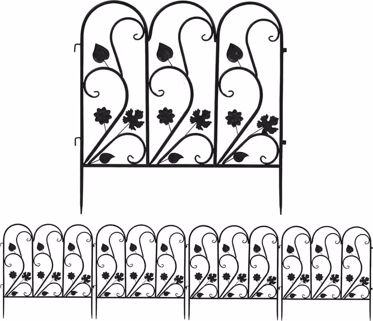 set di 5 pezzi di recinzione in metallo per laghetto Recinzione per giardino Recinzione in metallo per giardino, set di recinzione a traliccio con arco superiore, bella recinzione decorativa, alta 62 cm