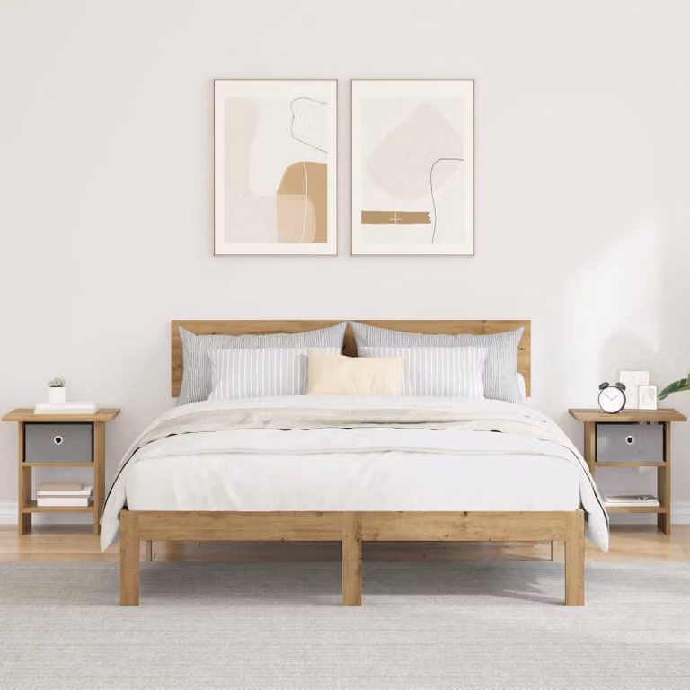 Set di 2 comodini moderni vidaXL in legno rovere marrone L 41 cm x P 40 cm x H 45 cm