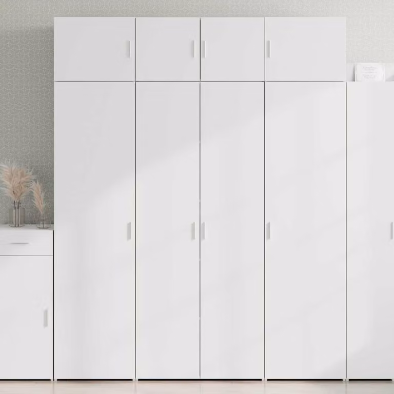 vidaXL Mobile Portaoggetti Bianco in MDF con Ante a Battente L: 80 cm, P: 42,5 cm, H: 225 cm