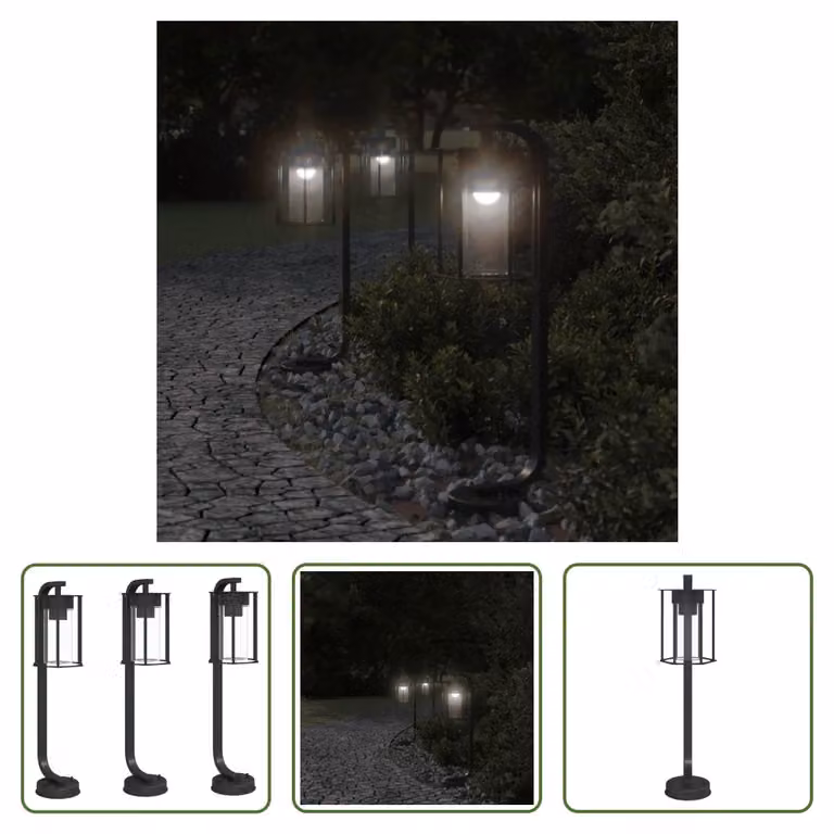 The Living Store Luci da sentiero 3 pezzi nero 60 cm acciaio inox