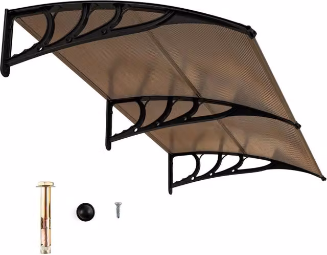 Tettoia per porta e finestra in alluminio e policarbonato DESIGN IN, Marrone, L: 199 cm, P: 99 cm