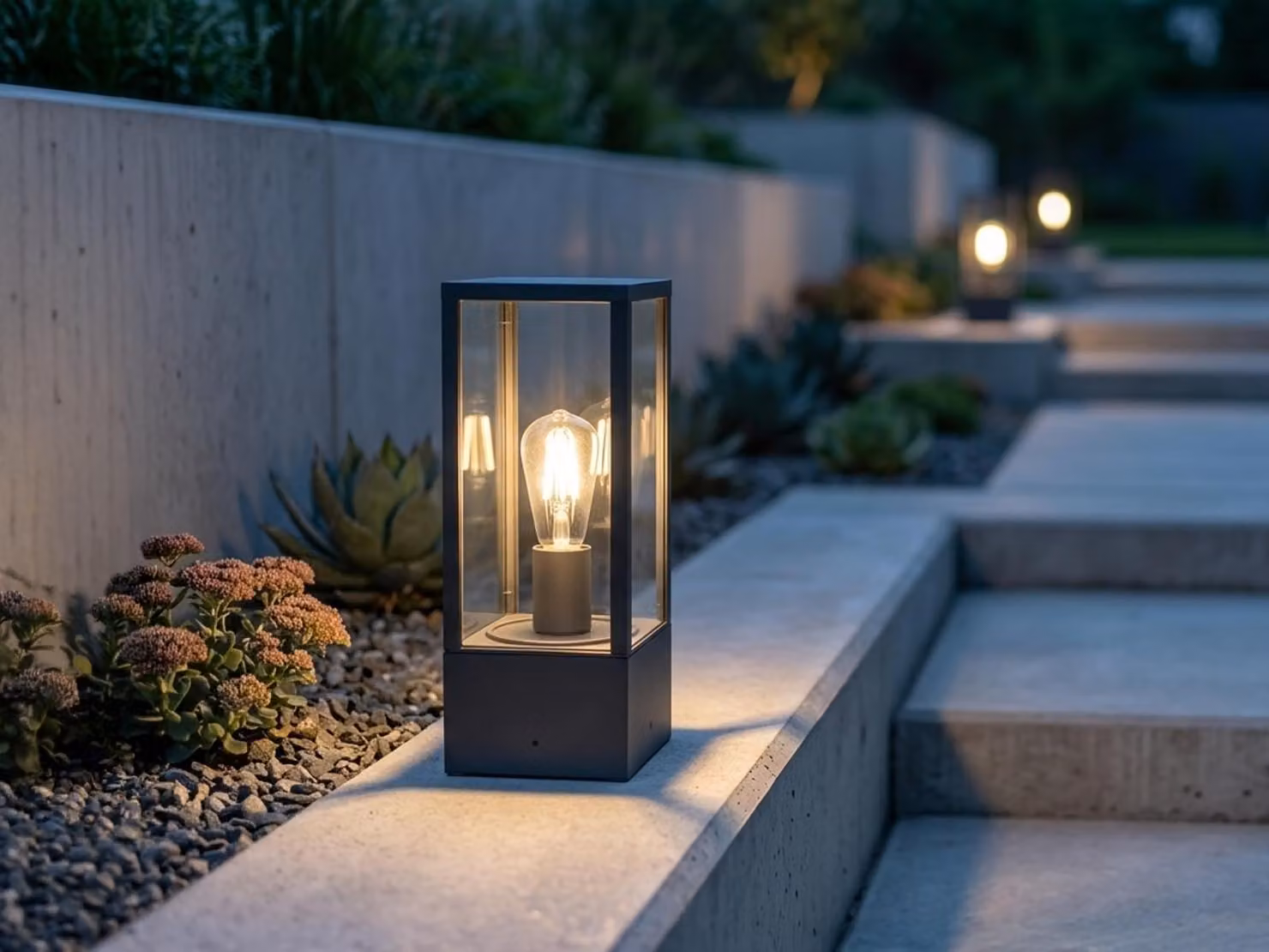 Lampada a piedistallo per l'illuminazione di sentieri da giardino lampade moderne per esterni in antracite, H: 40cm