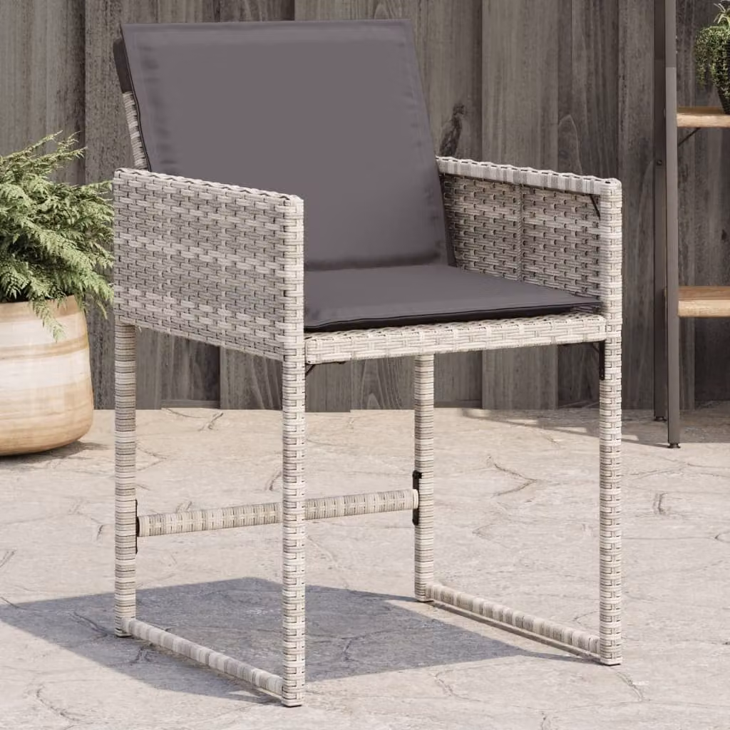 Set di 4 sedie da giardino vidaXL in polyrattan con cuscini grigio antracite e braccioli