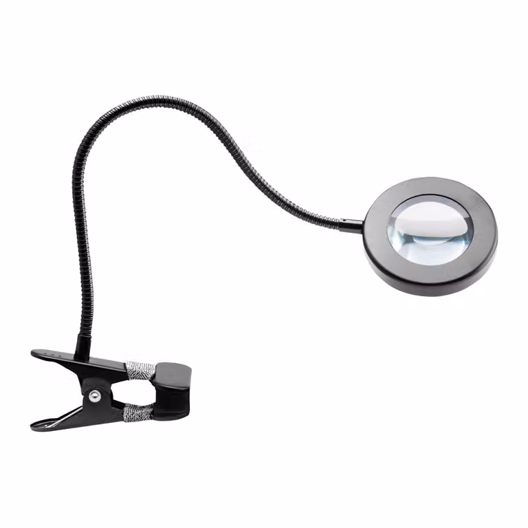 Lampada a led con anello a serpente per ingrandire la scrivania, nero