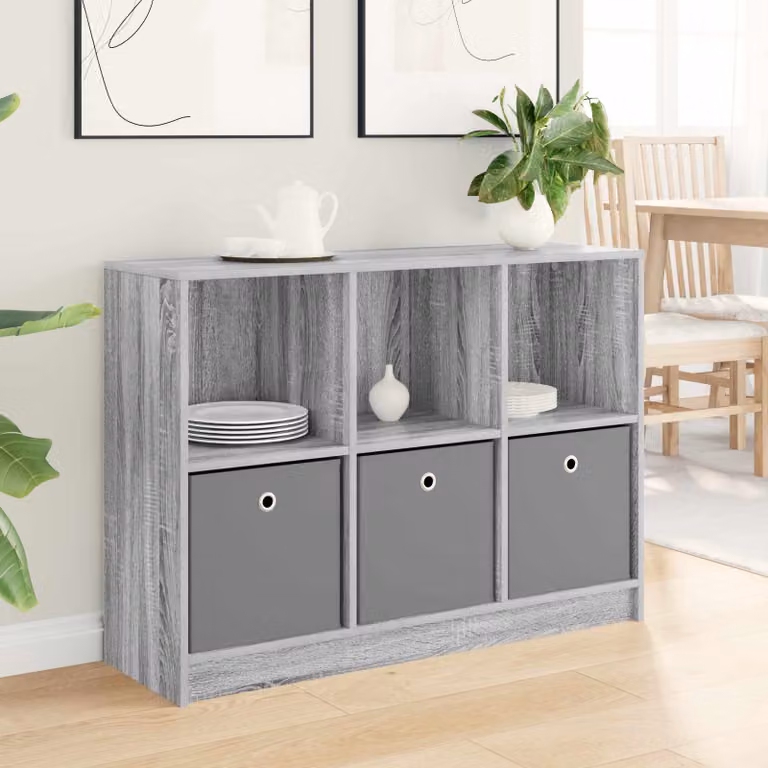 Credenza vidaXL Grigio Sonoma, design minimalista per soggiorno o ufficio, L 102 x P 32 x H 73,5 cm