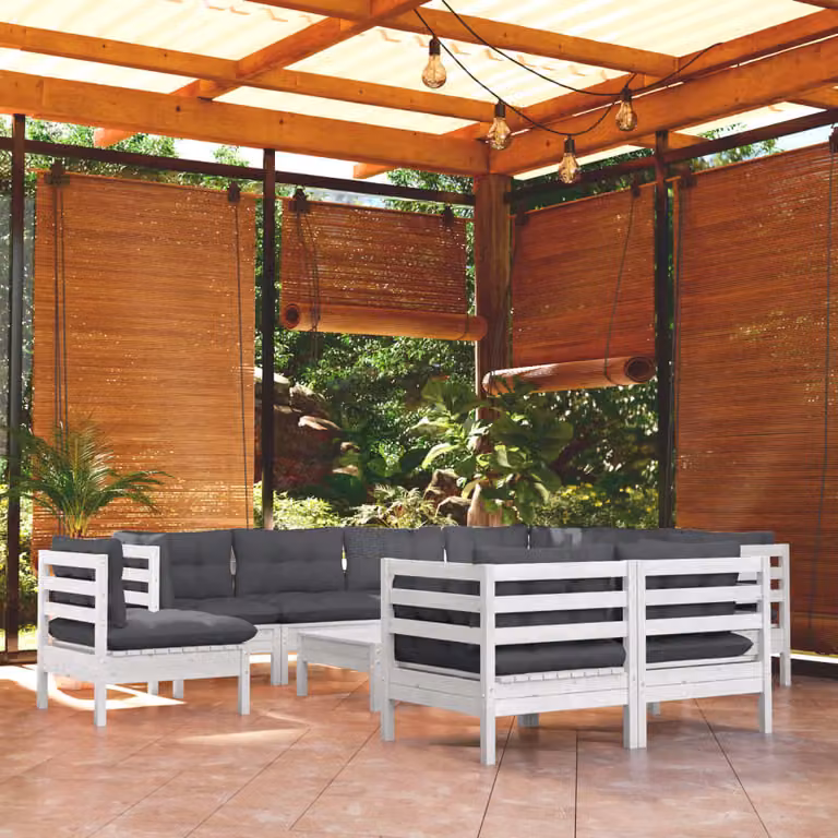 Maison Exclusive - Set Divani da Giardino 10 pz con Cuscini BiancLegno di Pino