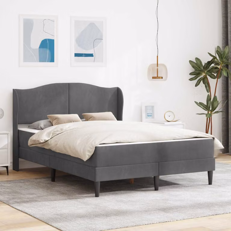 Struttura letto con materasso vidaXL in velluto Grigio Scuro, L/P/H: 120 x 200 x 101 cm