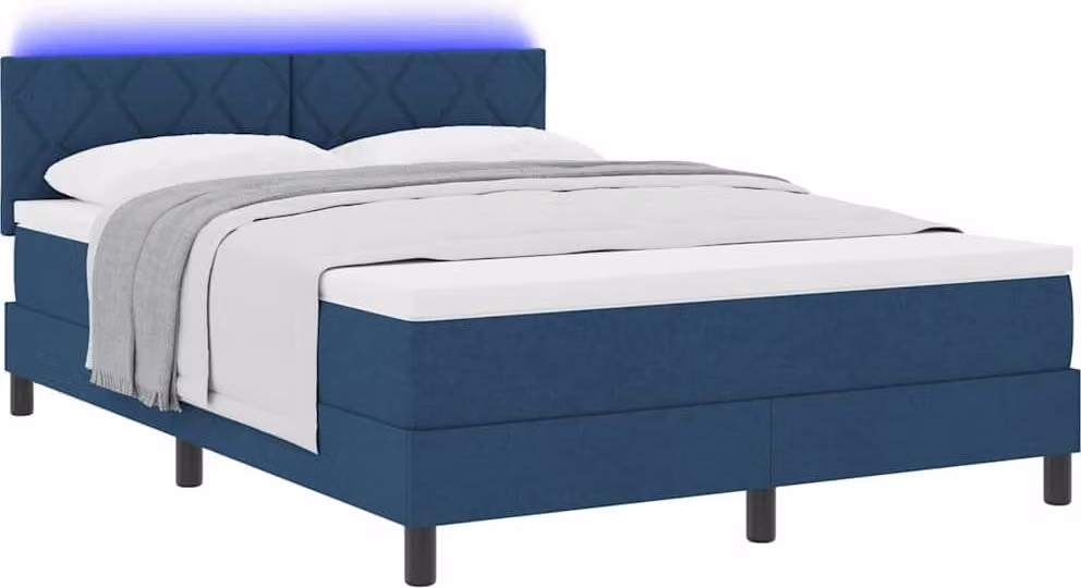 SYFAX™ Letto a molle con materasso con led Blu 160 x 200 cm Tessuto