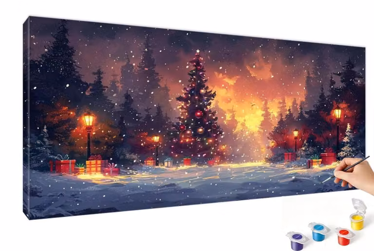Kit per dipingere per adulti con motivo natalizio a forma di albero di Natale
