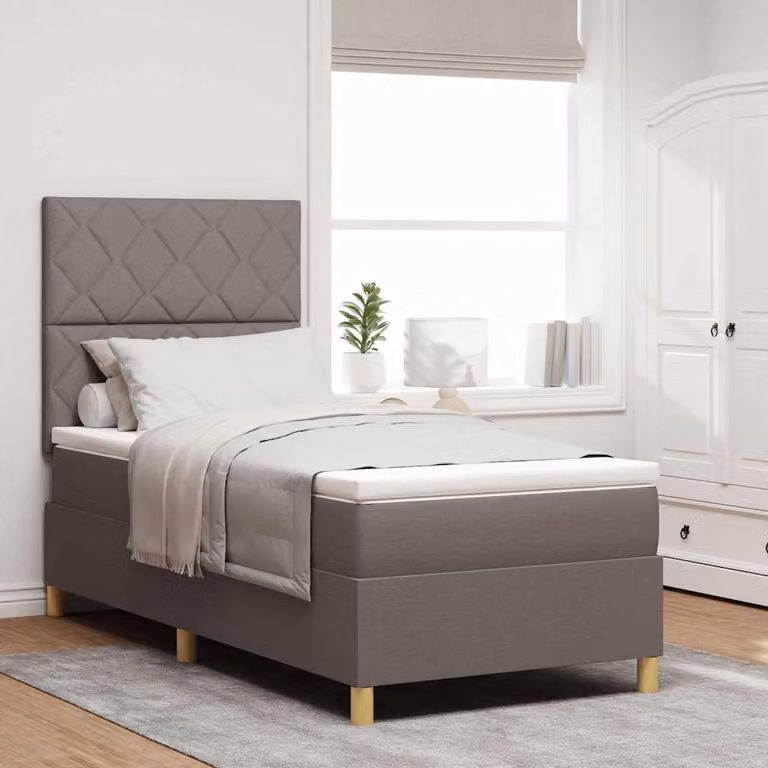 Maison Exclusive - Letto boxspring con testiera color taupe 100 x 200 cm in tessuto